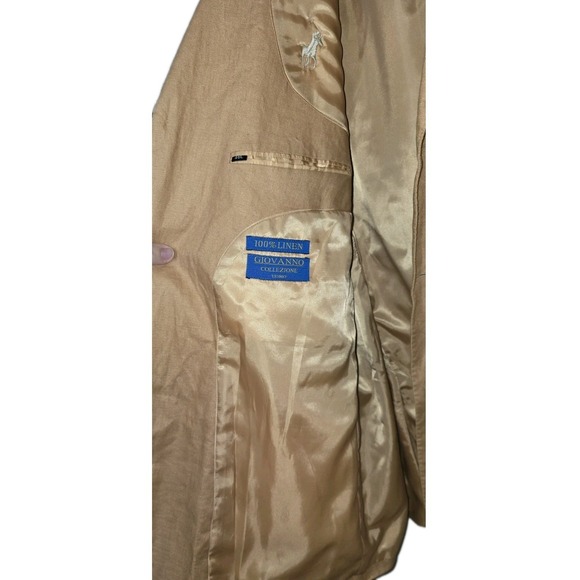 Giovanno Collezione Unom 100% Linen Blazer 48L 3 Button 2 Vent Pony Logo Jacket - Picture 4 of 12
